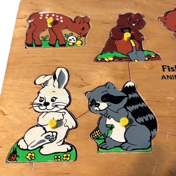 Vintage Fisher Price Wooden Puzzle Animal Friends - Picture 4 of 8